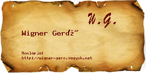 Wigner Gerő névjegykártya
